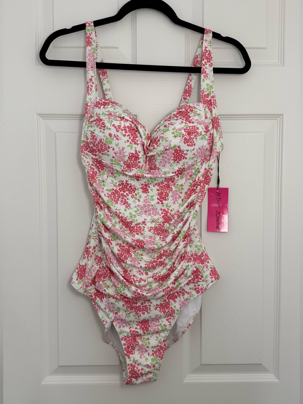 Betsy Johnson Floral Print One Piece Bathing Suit Women’s XL Ruched